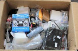 COLLECTION ONLY: A box of assorted as new small electrical items and accessories.