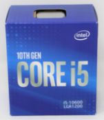A boxed as new Intel Core i5-10600 6-Core 3.3 GHz LGA 1200 65W Desktop Processor (Product code: