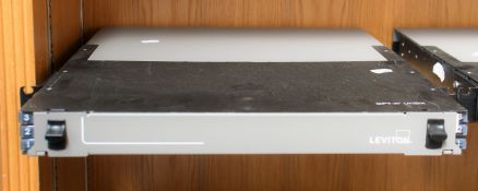 A pre-owned Leviton OPT-X UHDX 1RU Fiber Enclosure (Untested, sold as seen).