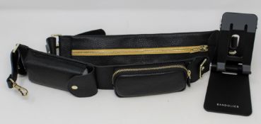 An as new Bandolier Billie Crossbody Utility Strap in Black/Gold (Strap only, phone case not