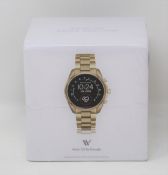 A boxed as new Michael Kors Access Bradshaw 2 Touchscreen Stainless Steel Smartwatch in Gold Tone (
