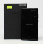 A boxed as new Doogee Mix 64GB Smartphone in Dazzle Black (Box opened, UK plug adaptor required).