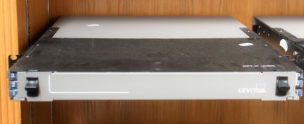 A pre-owned Leviton OPT-X UHDX 1RU Fiber Enclosure (Untested, sold as seen).