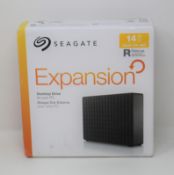 A boxed as new Seagate Expansion 14TB Desktop External Hard Drive (Box sealed, some damage to box).