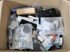 COLLECTION ONLY: A box of assorted as new small electrical items and accessories.
