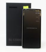 A boxed as new Doogee BL12000 32GB Smartphone in Glassy Black (Box opened, UK plug adaptor