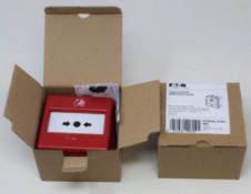 Two boxed as new Eaton CXM/CO/G/R/WP 4990073FULL-0122X Fire Call Points.