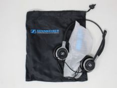 An as new Sennheiser SC 665 USB & 3.5mm Binaural Headset with storage pouch (Art No: 507257) (Box