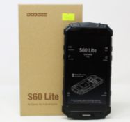 A boxed as new Doogee S60 Lite 32GB Rugged Smartphone in Mineral Black (Box opened, UK plug