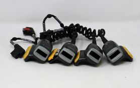 SOLD FOR PARTS: Four pre-owned Zebra RS419 Ring Barcode Scanners (M/N: RS419-HP2000FSR) (All