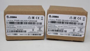 Two boxed as new Zebra PWR-WUA5V12W0GB Wall Chargers (Cables not included).