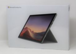 A boxed as new Microsoft Surface Pro 7 2-in-1 Laptop in Platinum with 10th Gen Intel Core i5