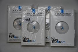 Four boxed as new La Roche-Posay My Skin Track UV wearable sensors.