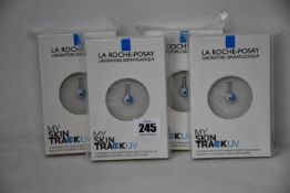Four boxed as new La Roche-Posay My Skin Track UV wearable sensors.