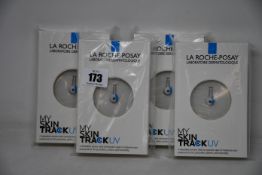 Four boxed as new La Roche-Posay My Skin Track UV wearable sensors.