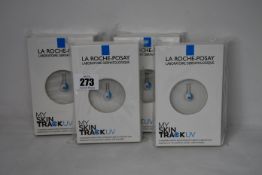 Four boxed as new La Roche-Posay My Skin Track UV wearable sensors.