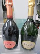 Two bottles of Ruinart Champagne; Rose and Brut (750ml) (Over 18s only).