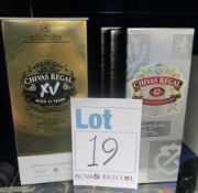 Three Chivas Regal 12 year old blended scotch whisky's (2x 700ml - 1x1ltr) and a Chovas Regal 15