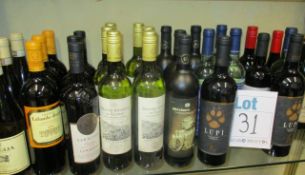 Thirty bottles of assorted wines to include Broglia, 19 Crimes, Chateau Lalande-Borie, Saracosa