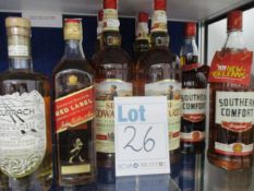 A Johnnie Walker Red Label blended scotch whisky (700ml), a Currach single malt Irish whiskey (