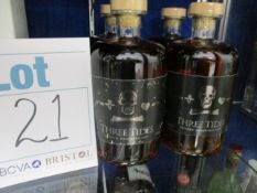 Four bottles of Three Tides Smoked Demerara rum (700ml) (Over 18s only).
