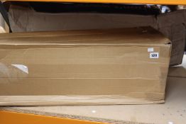 A Penguin foot-operated sanitiser dispenser unit in black/white (Box damaged - some marks on top