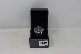 A men's boxed as new Emporio Armani AR2447 black chronograph watch.