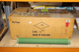 Five boxed as new TE Connectivity solder lug wire wound panel mount resistors.