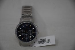A men's as new Emporio Armani AR2448 stainless steel blue dial chronograph watch (No box).