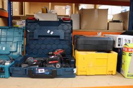 Power tools, pre-owned and as new to include a pre-owned Milwaukee M18 CBLPD cordless power drill