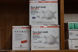 Five boxes of Handanhy FFP3 fine dust masks with valve (10 items per box).