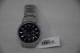 A men's as new Emporio Armani AR2448 stainless steel blue dial chronograph watch (No box).