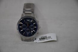 A men's as new Emporio Armani AR2448 stainless steel blue dial chronograph watch (No box).