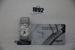 A ladies as new Longines PrimaLuna 30mm watch in silver (RRP £1190) (No Box).