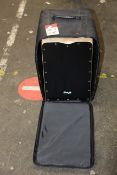 A Stagg CAJ-50M BK Standard-Sized Birch Cajon with Black Finish Front Board with bag.