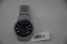A men's as new Emporio Armani AR2448 stainless steel blue dial chronograph watch (No box).
