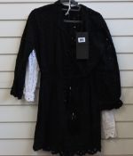 Two as new The Kooples lace style dresses, one black, one white (Sizes 2, 3 - RRP £120 each).