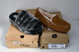 Two pairs of as new Ugg slippers; Ansley (UK 6) and Fluff Yeah Slide (EU 37).