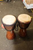 Two pre-owned single drum bongos.