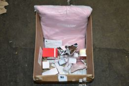 A quantity of Glossier beauty products and one Glossier hoodie.