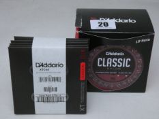 Ten sets of D'Addario EJ27N Classic nylon guitar strings and five sets of D'Addario XTC45 silver