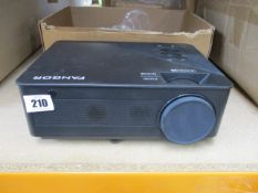 A pre-owned Fangor F-402 HD Wi-Fi Multimedia projector (Crack to plastic housing on rear, no box).