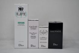 A bottle of Dior Hyrda Life lotion to foam fresh cleanser (190ml), a Dior Capture Totale super