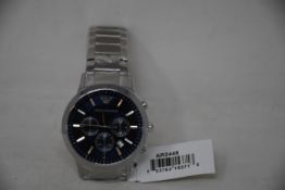 A men's as new Emporio Armani AR2448 stainless steel blue dial chronograph watch (No box).