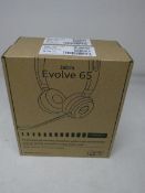Two boxed as new Jabra Evolve 65 stereo on-ear Microsoft certified headsets.