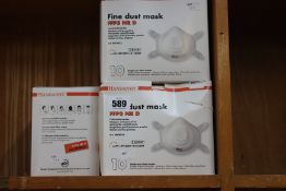 Five boxes of Handanhy FFP3 fine dust masks with valve (10 items per box).
