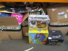 Three boxes of as new toys/games.