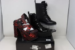A pair of as new Dolls Kill Poster Grl Dragonfire platform sandals (Size 8M), a pair of Y-R-U QL Oud