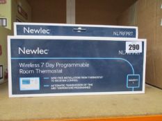 Five boxed as new Newlec Wireless 7 Day Programmable Room Thermostats (NL7RFPRT).