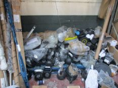 A large quantity of weights and related items to include: dumbbells, barbells and weight lifting